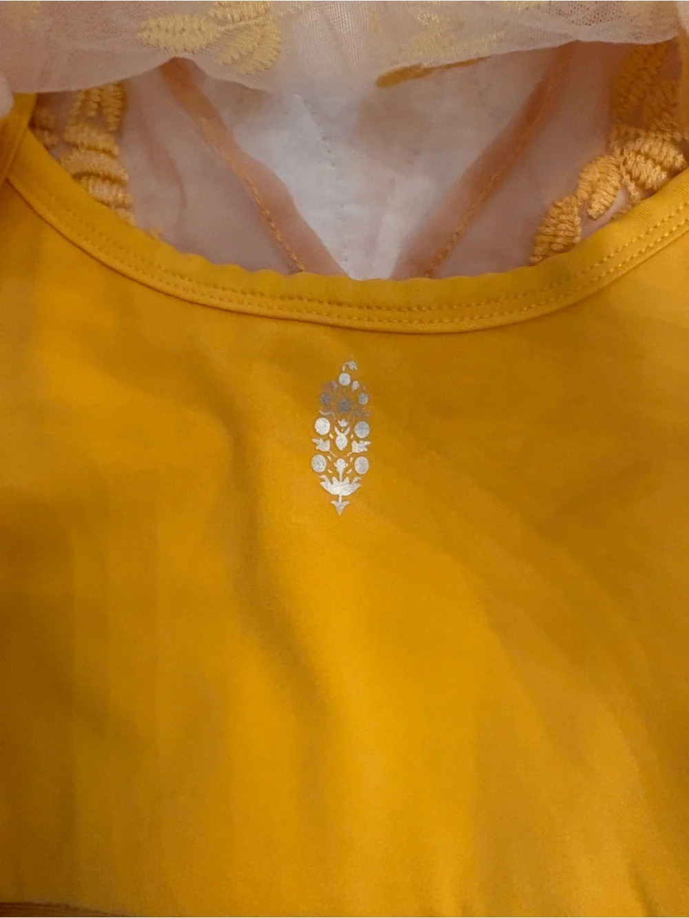 Free People movement Lace Yellow Sports Bra Size Small